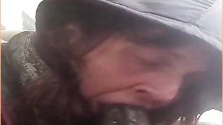 Manstick luving grannie was caught on gauze while she was deepthroating a good-sized, black trouser snake