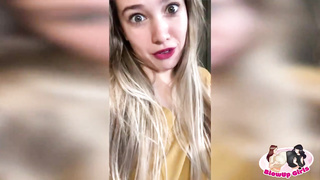 Buxom stunner is posing and taunting in front of the camera, while alone at home