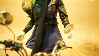 Superb looking light-haired in a mini microskirt is ambling around and demonstrating her culo a bit