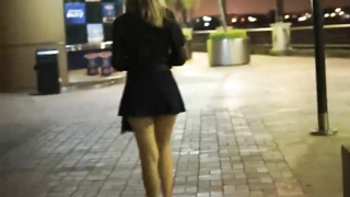 Superb looking light-haired in a mini microskirt is ambling around and demonstrating her culo a bit
