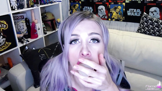 Lilac-haired sweetheart Cutely Deep Throats Fuck Stick to Music - Flame Jade