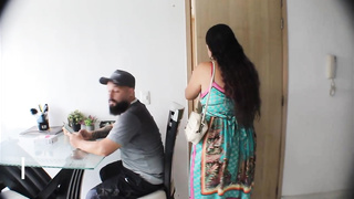 Round dark-haired with ginormous mounds is humping one of the neighbors and wailing while jizzing