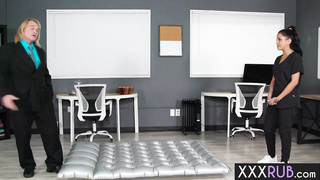 Abnormal elderly manager penetrated warm teenie Nina White after she rubdown his bod