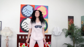 One on one teenager pajama soiree with insane dark-haired Monica Sage