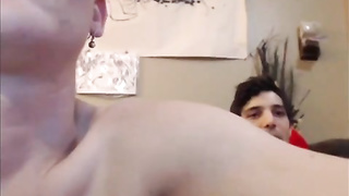 Flirty teenager dark haired with diminutive milk cans is inhaling her greatest buddy's shaft like a professional