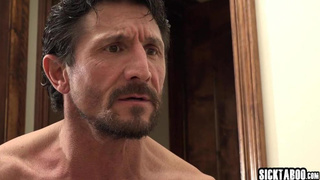 Open minded daughter-in-law Dani Love humps huge beef whistle step-dad after showering