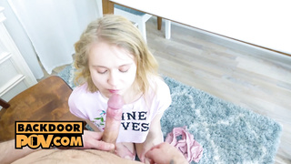 POINT OF VIEW - Sumptuous diminutive teenie Flora Pixie takes rod in her caboose