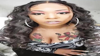 Ebony gal is posing an taunting in front of the camera, in the middle of the day