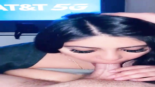 Unbelievable Mexican brown-haired is inhaling a rigid penis in front of the camera, late at night