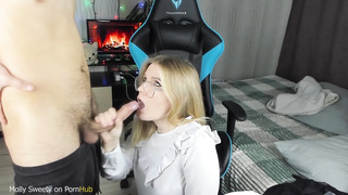 Помог с уроками и получил отсос в благодарность - Molly Sweety