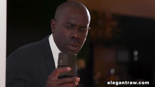 Stellar Susi is deepthroating a immense, black wood as deep as she can drink it