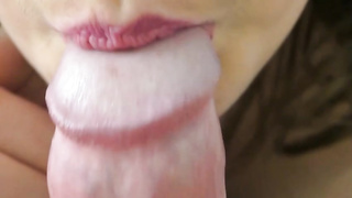 Uber-Cute dark haired is mildly tonguing her paramour's rock rigid stiffy to make him scream from sheer pleasure