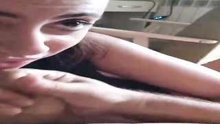 Serbian black-haired is fellating her paramour's rock stiff wood and getting well-prepped to get jism in gullet