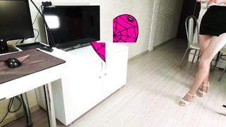 Office assistant came to the chief's mansion and deep-throated his manhood for the award until he jizm on her face