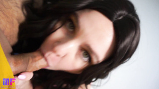 Gf rails a knob, deep throats a sausage and gets jizm on a pointy face