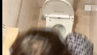 A duo having heavy hookup in the douche during a break