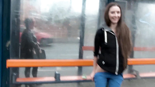 Ultra-Kinky dark haired teenie stunner Leyla urinating outdoors