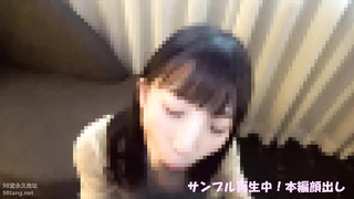 Korean dark-haired is deep-throating a rock rock-hard penis while getting on all fours on the floor, like a gimp