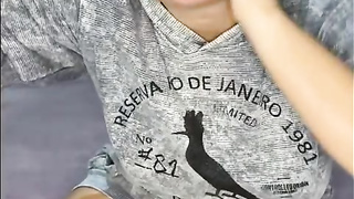 Plump brown-haired is using a large fuck-fest fucktoy while jerking in front of the camera