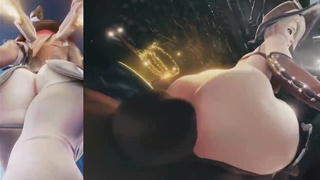 Killer dolls are fellating rock rock hard bones as deep as they can and getting doublefucked