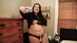 Round stunner woke up and determined to be a horny dame, in front of the camera