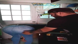 Mischievous housewife is having steaming fucky-fucky with a insatiable plumber, in the middle of the night