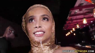 Aaliyah Hadid is getting gang-fucked in the night bar and lovin’ every single 2nd of it