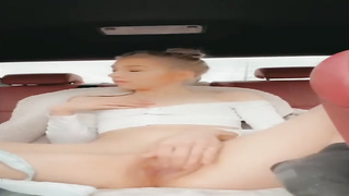 Exhilarated blondie stunner is milking in a public place and wailing from delectation while nutting