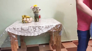 Slender Spanish stunner is getting pulverized from the back in the middle of the day