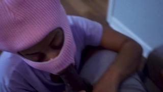 Stacy Gives Muddy Head in Pinkish Mask