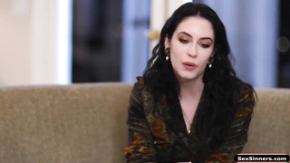 Sexy black-haired is mildly fellating her black paramour's boner and getting it up her cock-squeezing culo