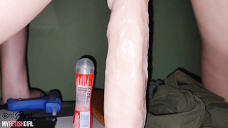 Ultra-Kinky cougar is railing a huge faux-cock in the middle of the night and shrieking while spunking