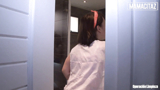 OPERACION LIMPIEZA - Smallish Maid Kathy Violeta Gives Her All To Rail Landlord's Manstick - MAMACITAZ