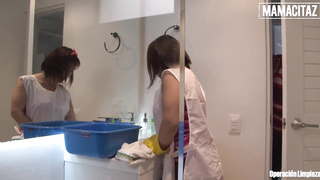OPERACION LIMPIEZA - Smallish Maid Kathy Violeta Gives Her All To Rail Landlord's Manstick - MAMACITAZ