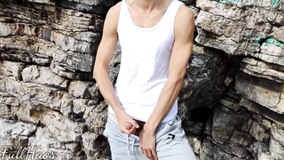 Slender teenie is about to have risky romp in a public place, with a beautiful stranger