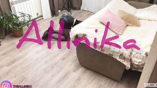 Pretended to be stuck under the sofa for fuck-fest. Jizz on a leather micro-skirt.