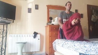 Scarcely legitimate Arab honey is fellating her paramour's beefstick and railing it, early in the morning