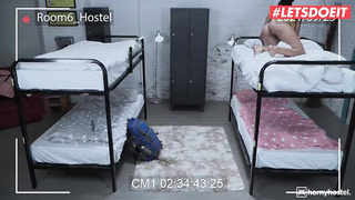 Cute Ebony lady is having hook-up in the hostel with a fellow she has just faced