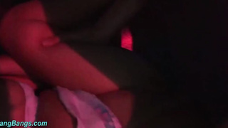 Playful dark haired with large, hard globes is getting group-fucked in the middle of the night