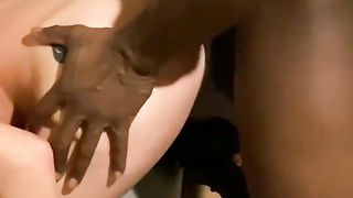 French platinum-blonde Angel Emily, eyes covered, smashed by BIG BLACK COCK - MySexMobile