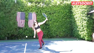 2 whorish nymphs, Kenzie Madison and Katrina Jade are having a casual 3some with a fresh neighbor