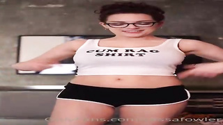 Big-Boobed honey, Tessa Fowler is showing her good-sized boobs in front of the camera, just for joy