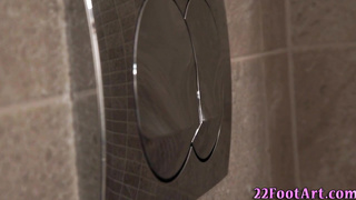 Torrid platinum-blonde tugs cumbot with soles