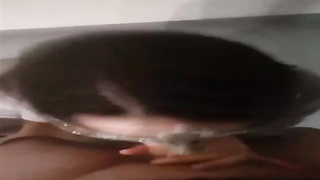 Wild Spanish brown-haired is dressed in a mask while throating her paramour's man rod nicer than his gf