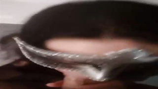 Wild Spanish brown-haired is dressed in a mask while throating her paramour's man rod nicer than his gf