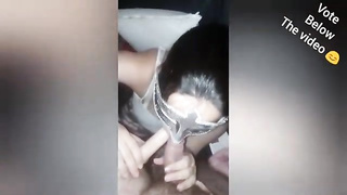 Hooded dark haired is getting on all fours on the floor while gargling jizz-shotguns and hoping to get drilled, too