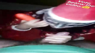 Mischievous black-haired is anxiously inhaling a rock firm beef whistle and listening to her accomplice's shrieks