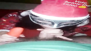 Mischievous black-haired is anxiously inhaling a rock firm beef whistle and listening to her accomplice's shrieks