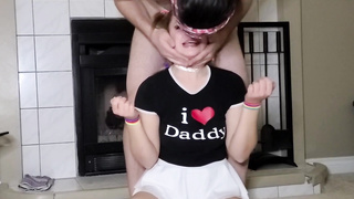 Ponytail tart gargles daddys ginormous hard-on!! Lil' teaser