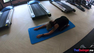 Diminutive Chinese nubile bi-atch smashed in little snatch after exercise and man sausage deep-throating